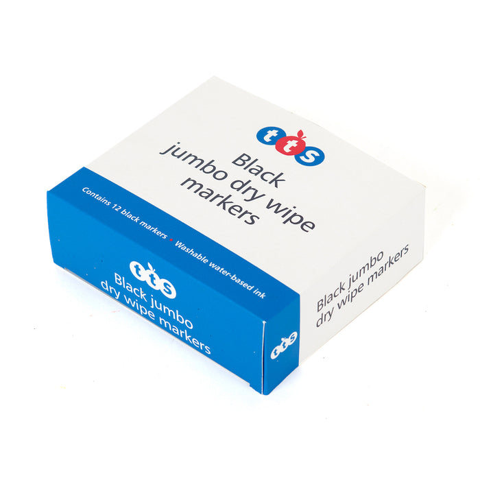 TTS Jumbo Drywipe Markers Black 48pk