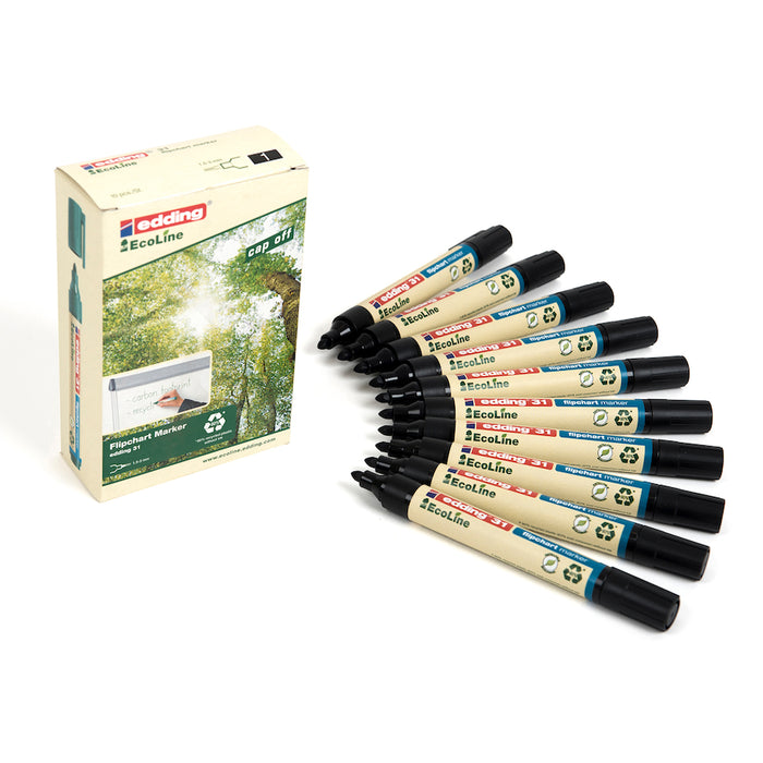 Edding 31 EcoLine Flipchart Marker 10pk Black