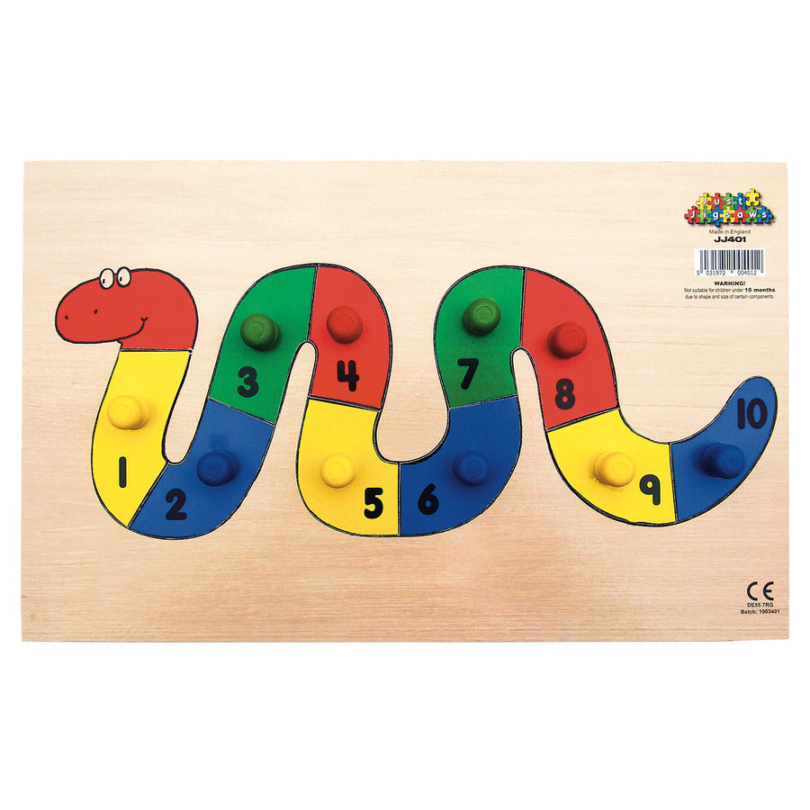 1 - 10 Wooden Number Worm Peg Puzzle