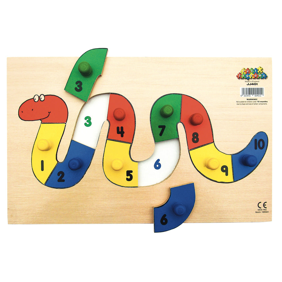 1 - 10 Wooden Number Worm Peg Puzzle