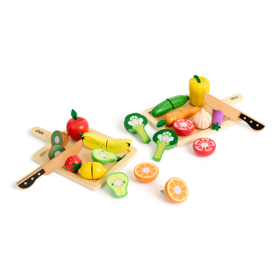 Role Play Wooden Slicing Fruit and Veg Set