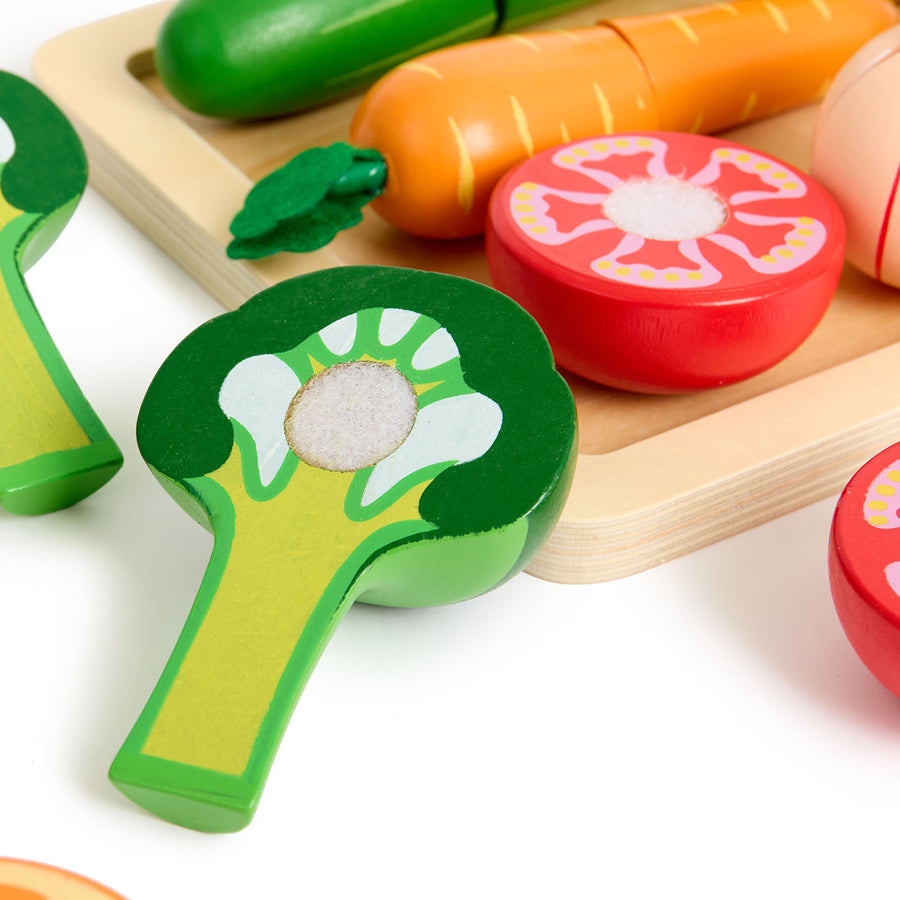 Role Play Wooden Slicing Fruit and Veg Set