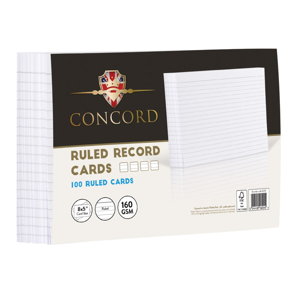 8x5 White Ruled Record Card