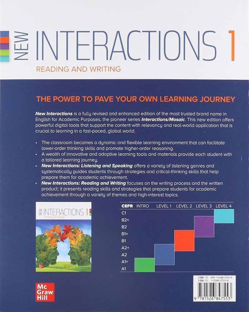 New Interactions 1 Reading and Writing, 7th Edition – PAAET Textbook | McGraw Hill