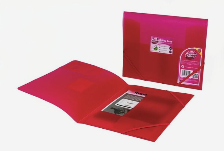PP 3 Flap Folio File A4, Pink Design