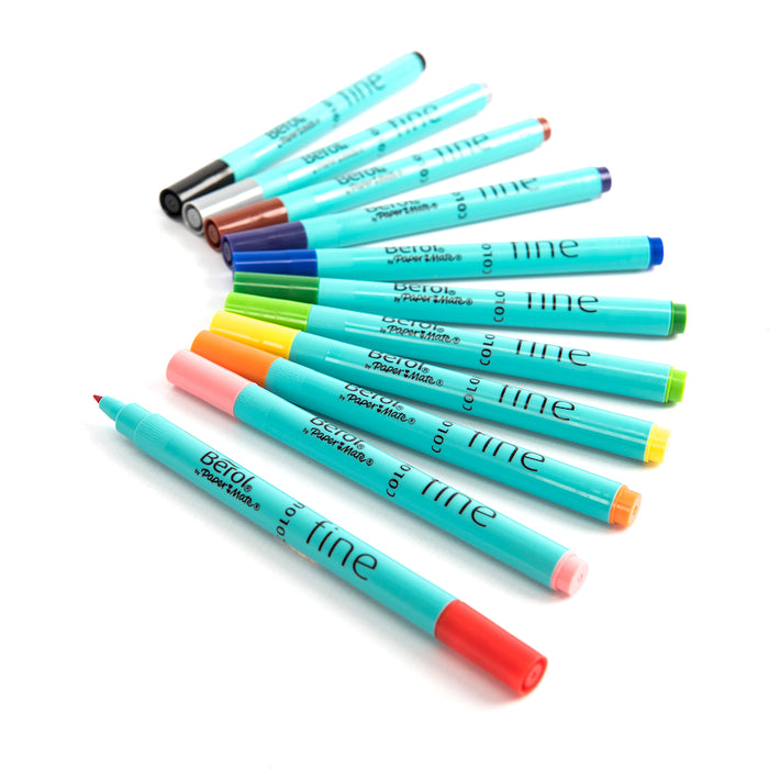 Berol Colourfine Assorted Fibre Tipped Pens 42pk