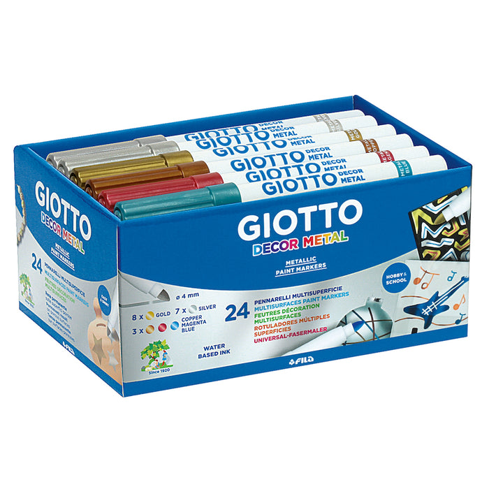 Giotto Assorted Metallic Water Based Markers 24pk