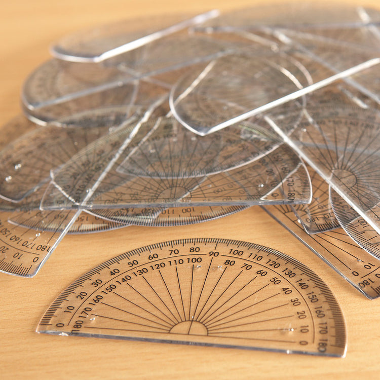 Clear Plastic 180 Degree Protractor 30pk – aafaqeducation