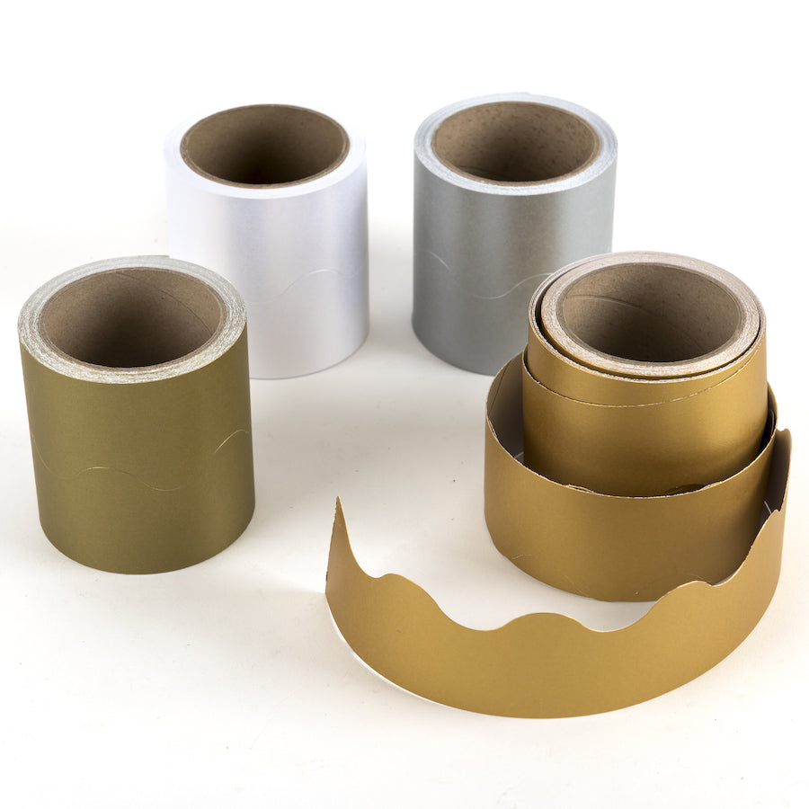 Metallic Look Scalloped Card Border Rolls