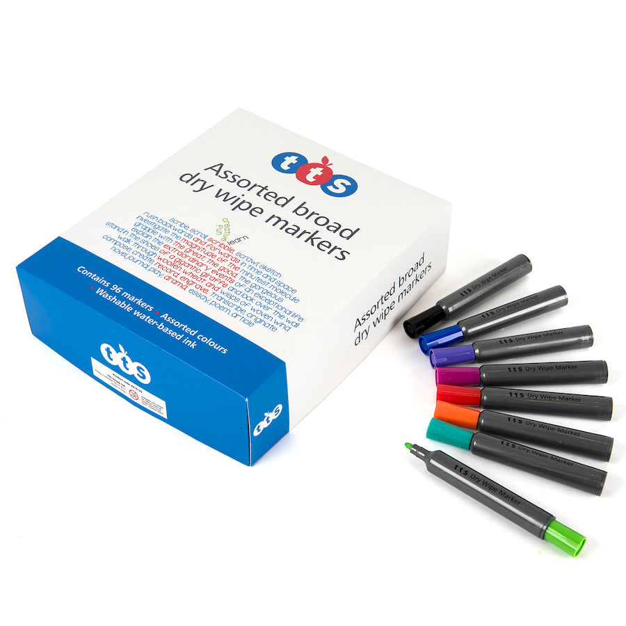 TTS Broad Drywipe Markers Assorted 96pk