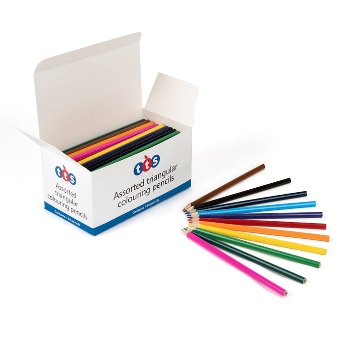 TTS Triangular Colouring Pencils Half Length 144pk