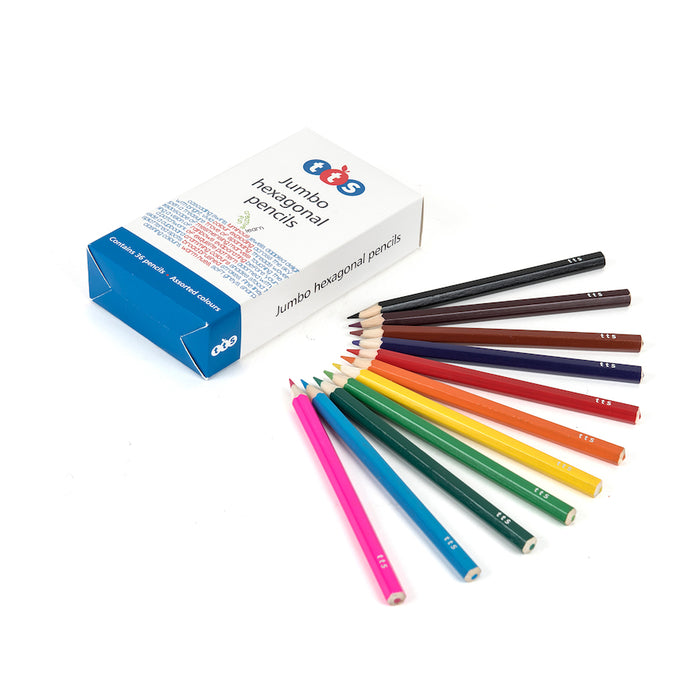 TTS Assorted Jumbo Hex Colouring Pencils 36pk