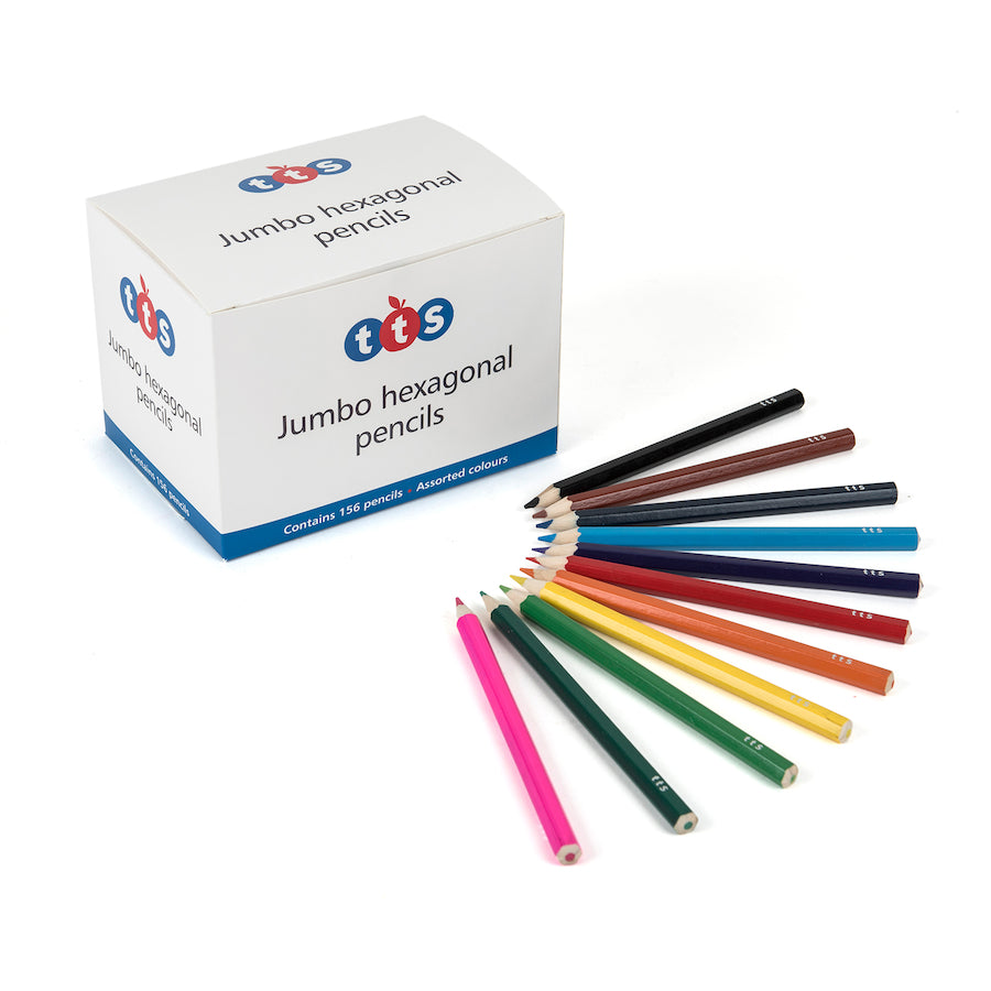 TTS Assorted Jumbo Hex Colouring Pencils 156pk