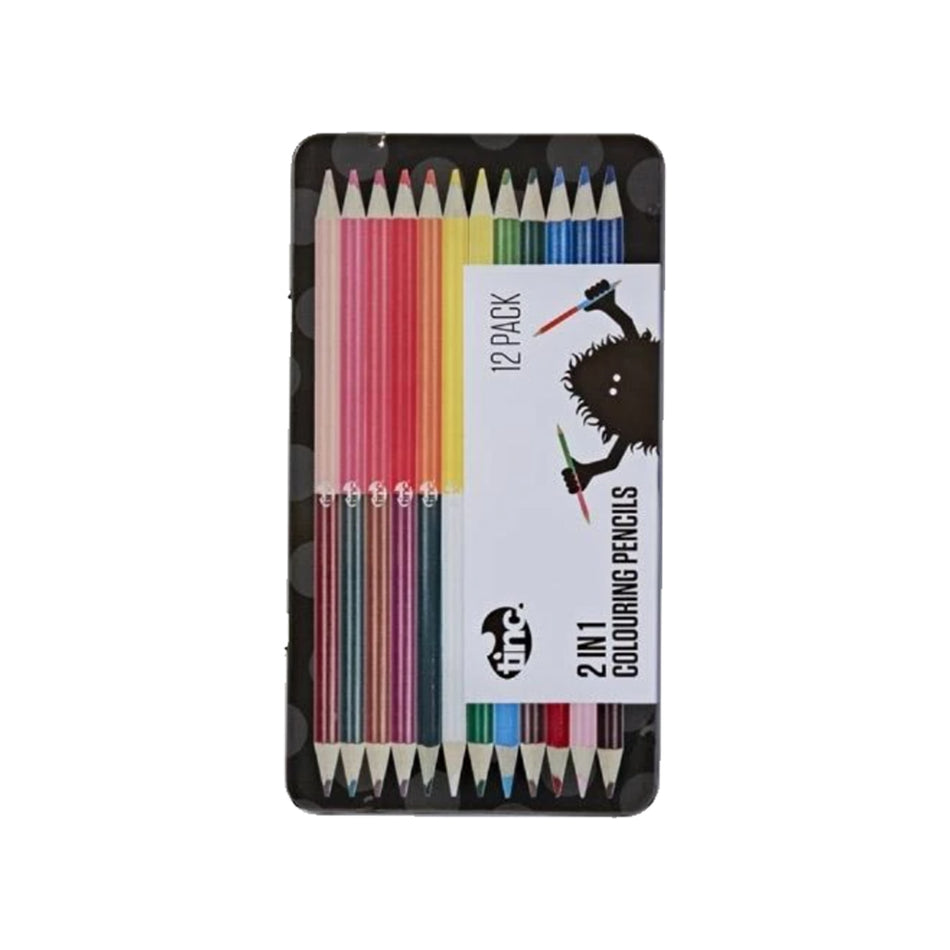 2 in 1 Colouring Pencils Tin (12 pcs)