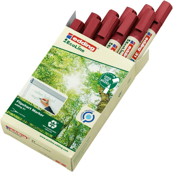 Edding 31 EcoLine Flipchart Marker 10pk Red