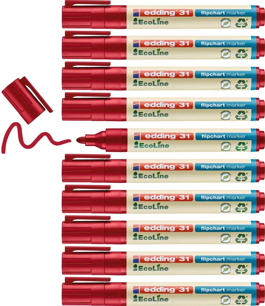 Edding 31 EcoLine Flipchart Marker 10pk Red