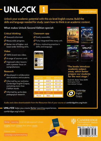 Unlock Level 1 Listening, Speaking & Critical Thinking Student's Book, Mob App and Online Workbook w/ Downloadable Audio and Video