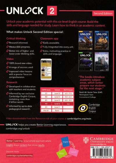 Unlock Level 2 Reading, Writing, & Critical Thinking Student's Book, Mob App and Online Workbook w/ Downloadable Video (PRINT)